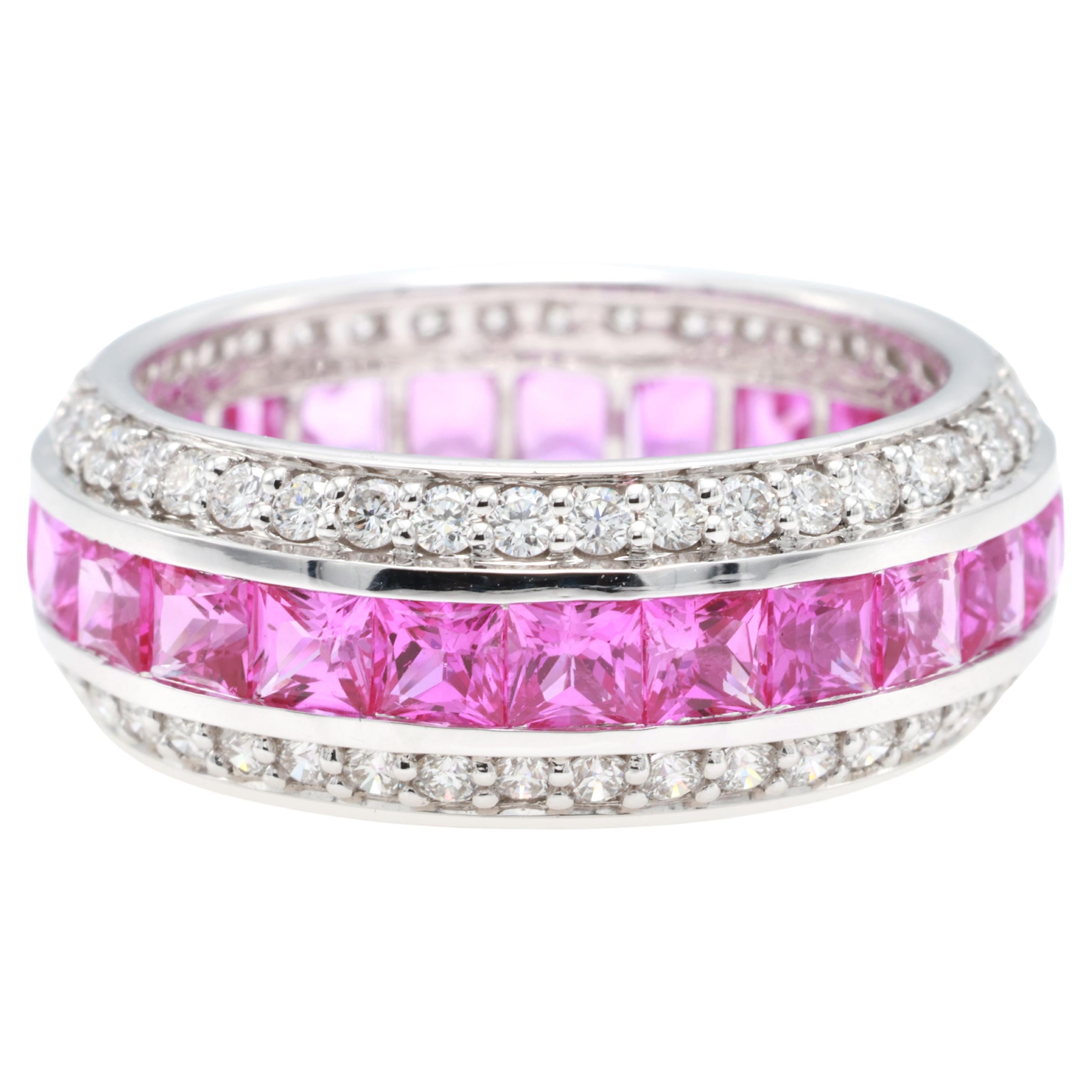 Anello con diamante certificato GRA da 3,10 carati di zaffiro rosa naturale Vivid Diamonds