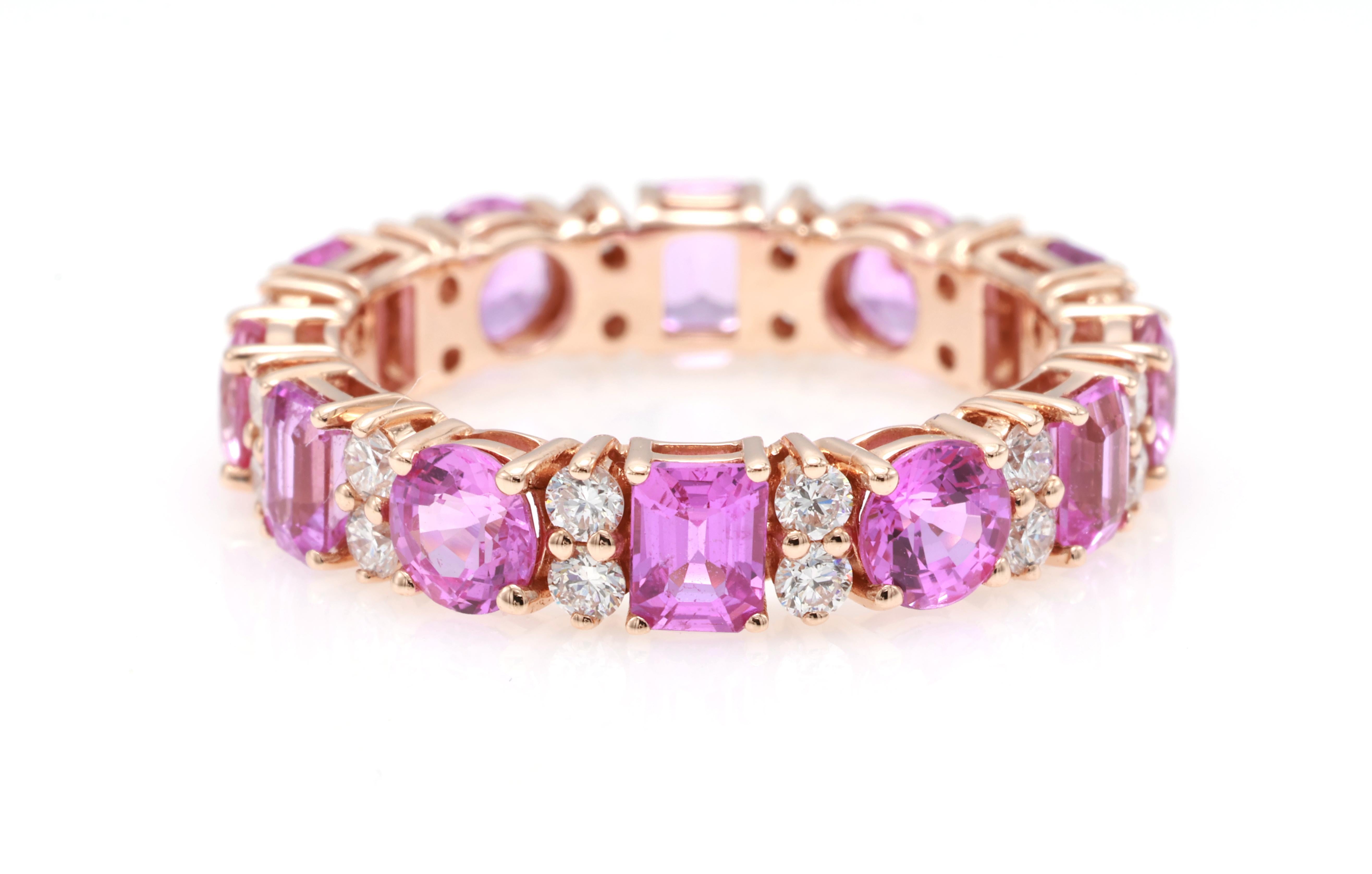 Anello di diamanti con zaffiro rosa naturale violaceo certificato GRA da 3.50 carati in vendita 4