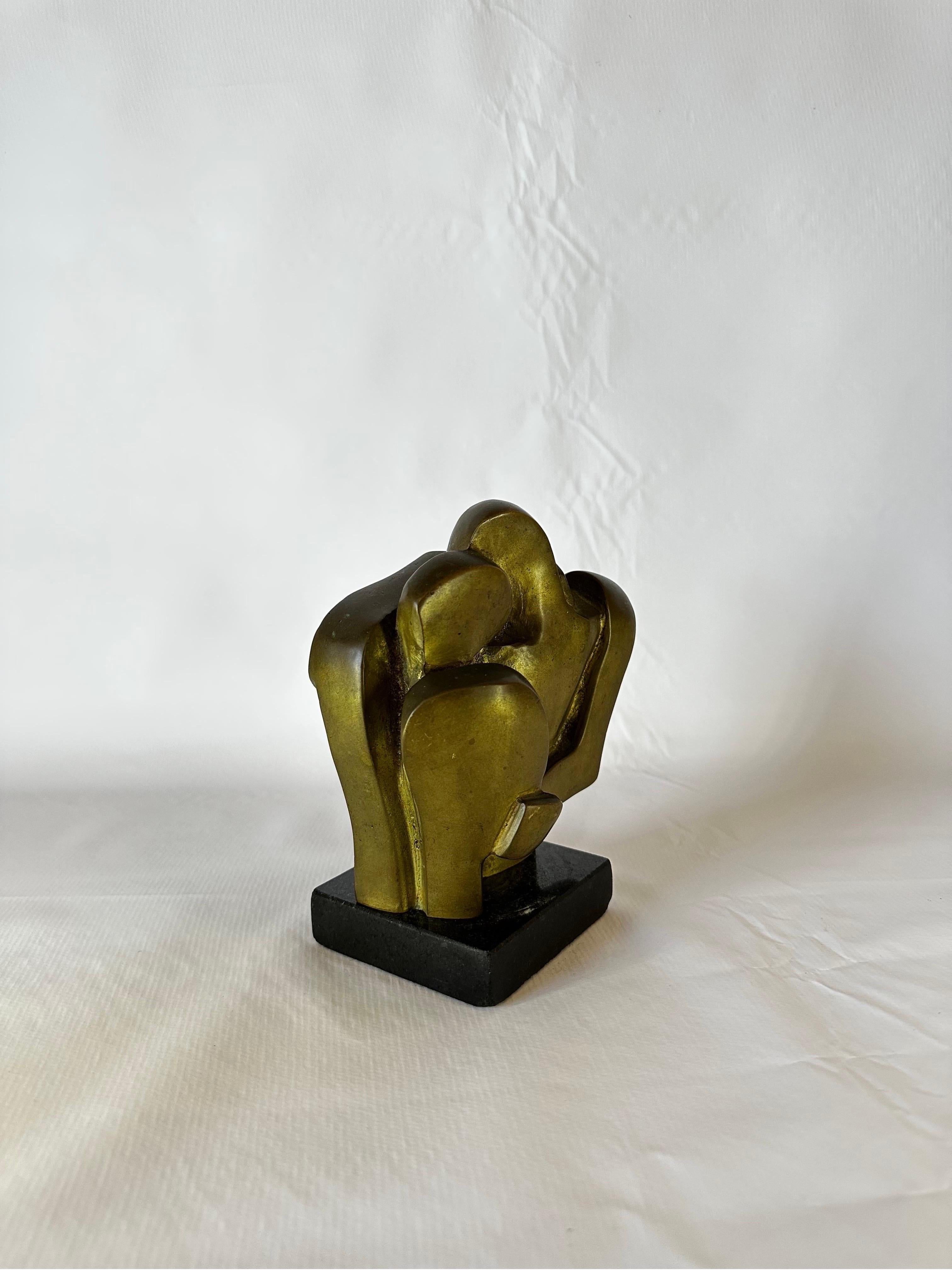 Mid-Century Modern Graça Baião Brazilian Modern Bronze Sculpture of Two People Hugging, 1960s For Sale
