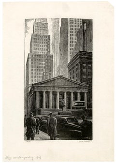 'Sub-Treasury Building, N. Y.' — 1940s Wall Street, New York City