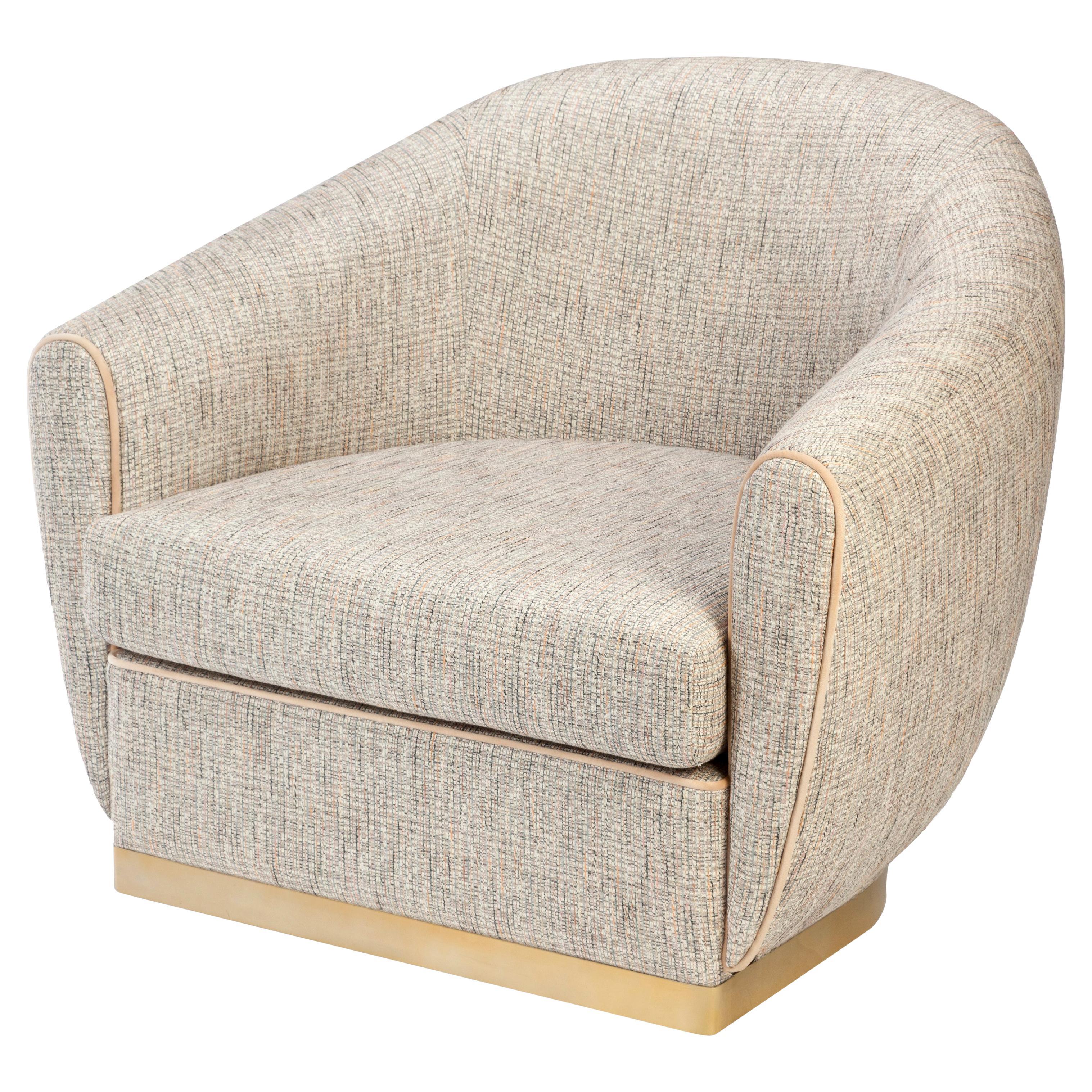 Grace Armchair in Alston Flamingo Upholstery and Polished Brass Base