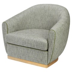 Grace Armchair in Green Vigo Alphaine Upholstery and Polished Brass Base