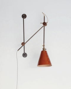 Modern Iron and Tan Leather Grace Articulating Wall Sconce - Plug In