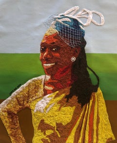 "Sumisión a la autoridad (1)" (2024) de Grace Awe, Hilo y acrílico sobre lienzo