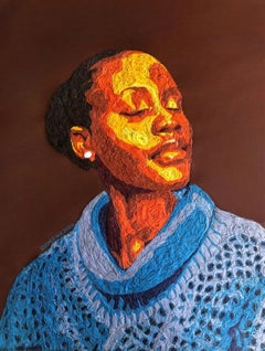 "Le miraron (2)" (2024) de Grace Awe, Hilo y acrílico sobre lienzo