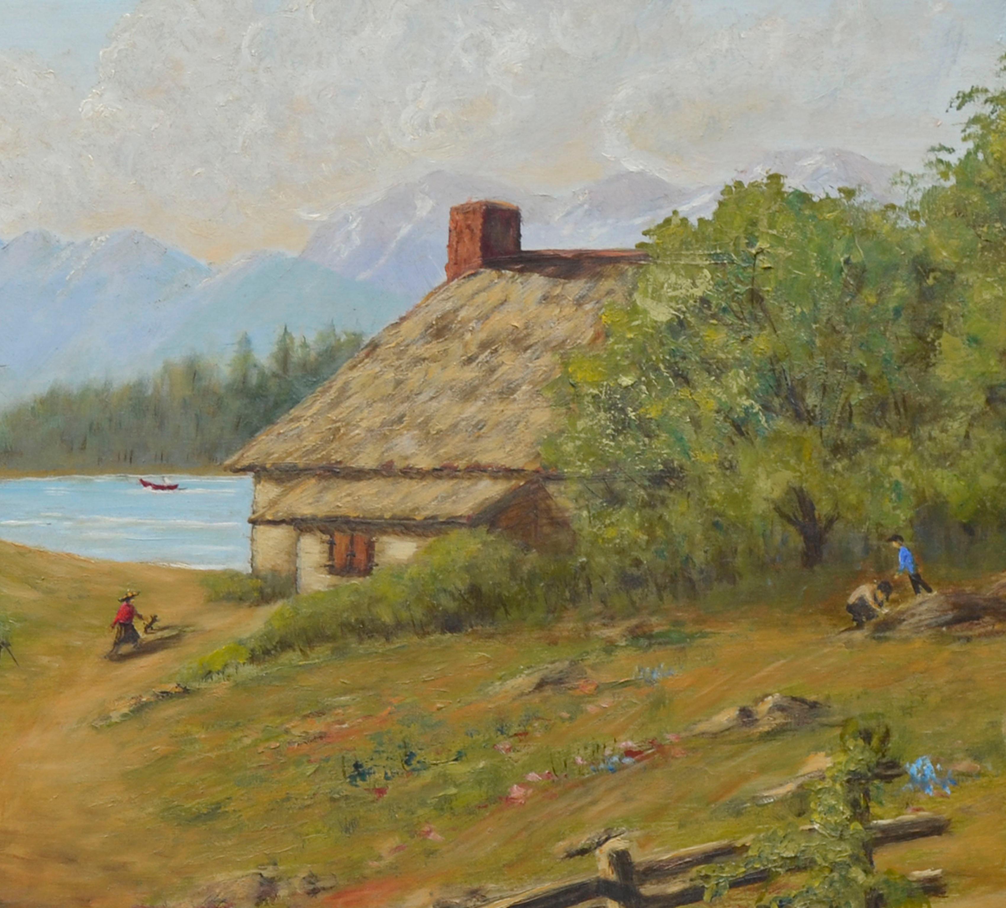 „Sommer am See“ – Figurative Landschaft aus der Mitte des Jahrhunderts (Amerikanischer Impressionismus), Painting, von Grace B. Olson