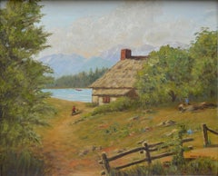 "Summer at the Lake" - Mid Century Figurative Landscape