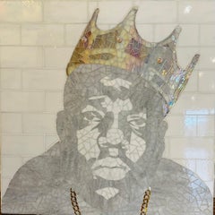 White Biggie on Glass with Jeweled Crown and Necklace