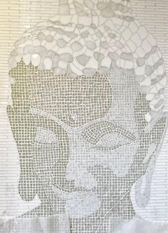 Weißer weißer Buddha – Buntglasmalerei