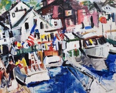 Docks & Boats by Cottages, New York City Art Dealer, Grace Borgenicht Gallery