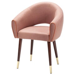 Grace Chair Hue Vintage Pink Fabric, Solid Wood Feet, Polished Brass Fittings