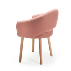 Grace Chair Hue Peridot Pink Fabric, Natural Wood Feet