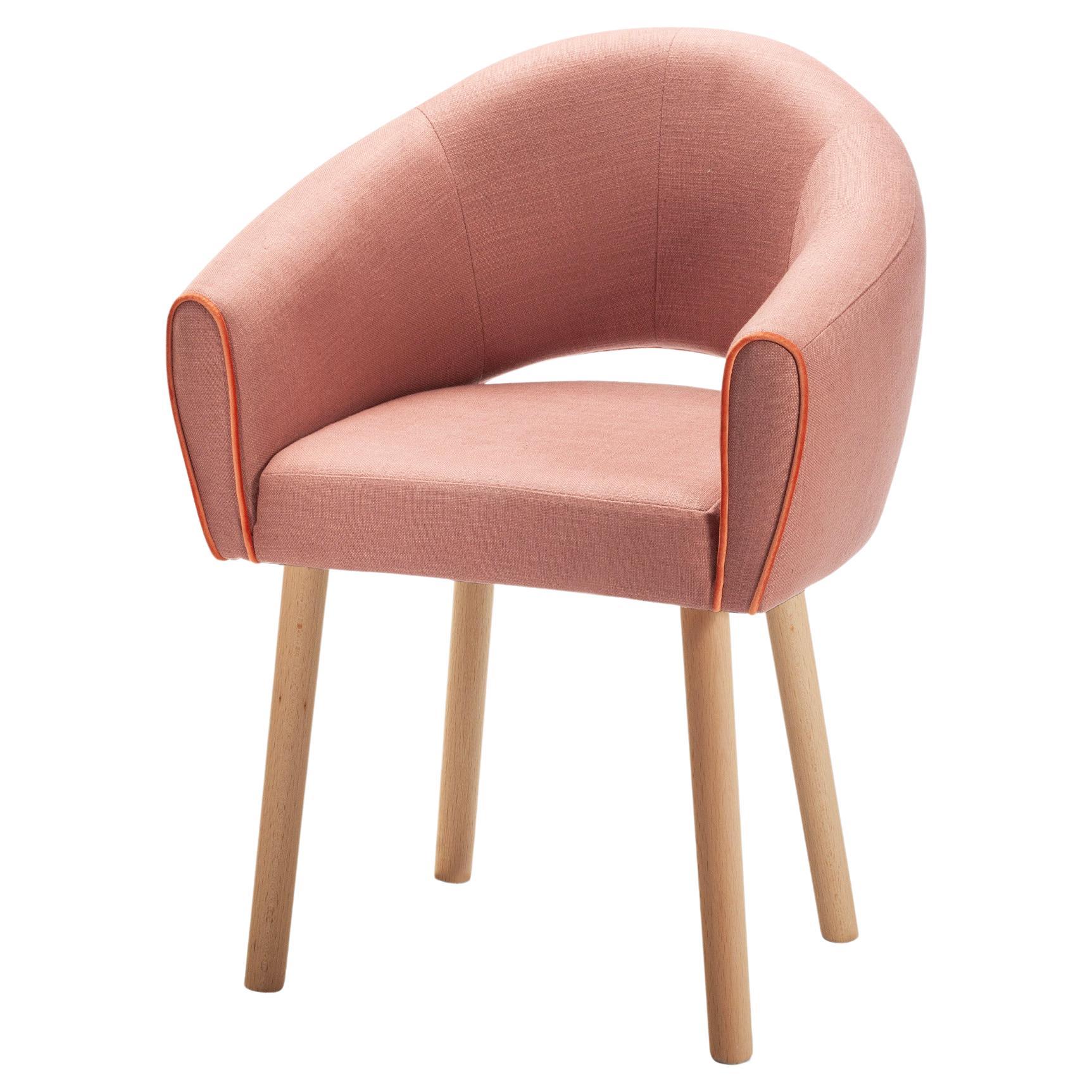 Grace Chair Hue Vintage Pink Fabric with Solid Wood Feet For Sale