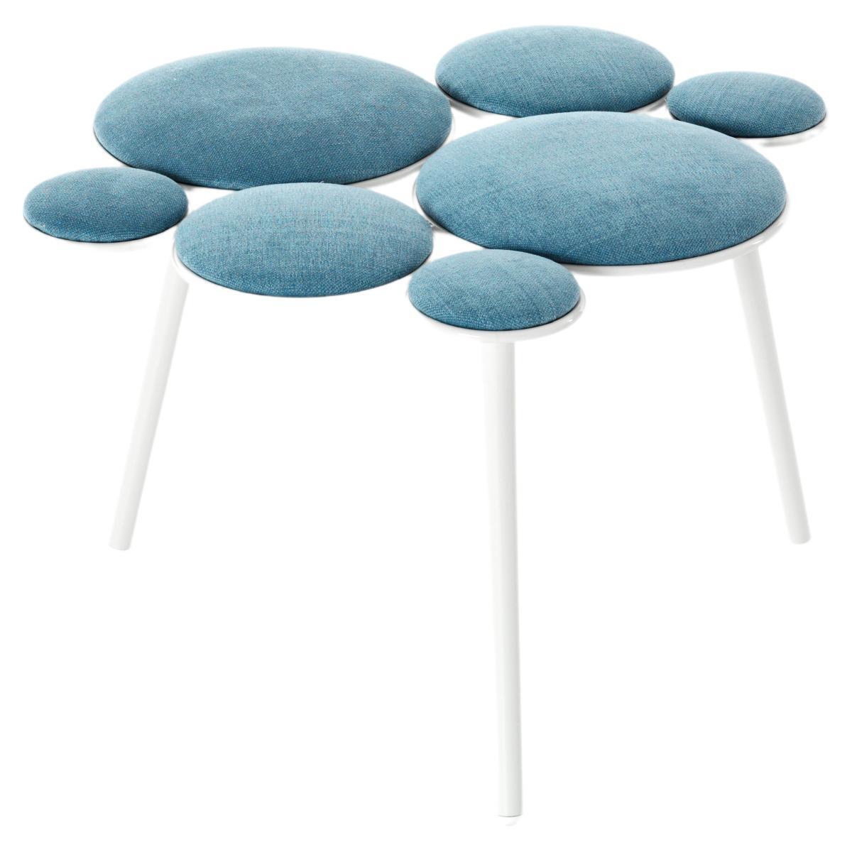 Grace Coffee Table in Vip Blue Upholstery with Light Gray Frame by Paolo Grassel