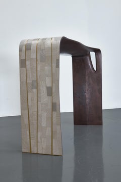 Grace Grey Maple & Brass Console — Sculptural Italian Design by Paradisi