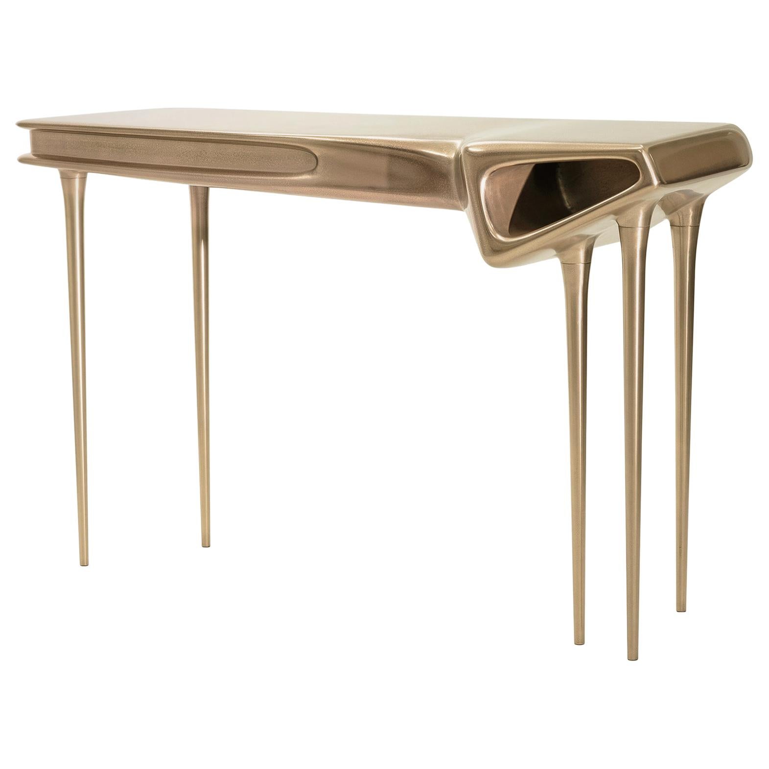 Console GRACE, console in bronzo scolpito contemporanea unica del 21° secolo