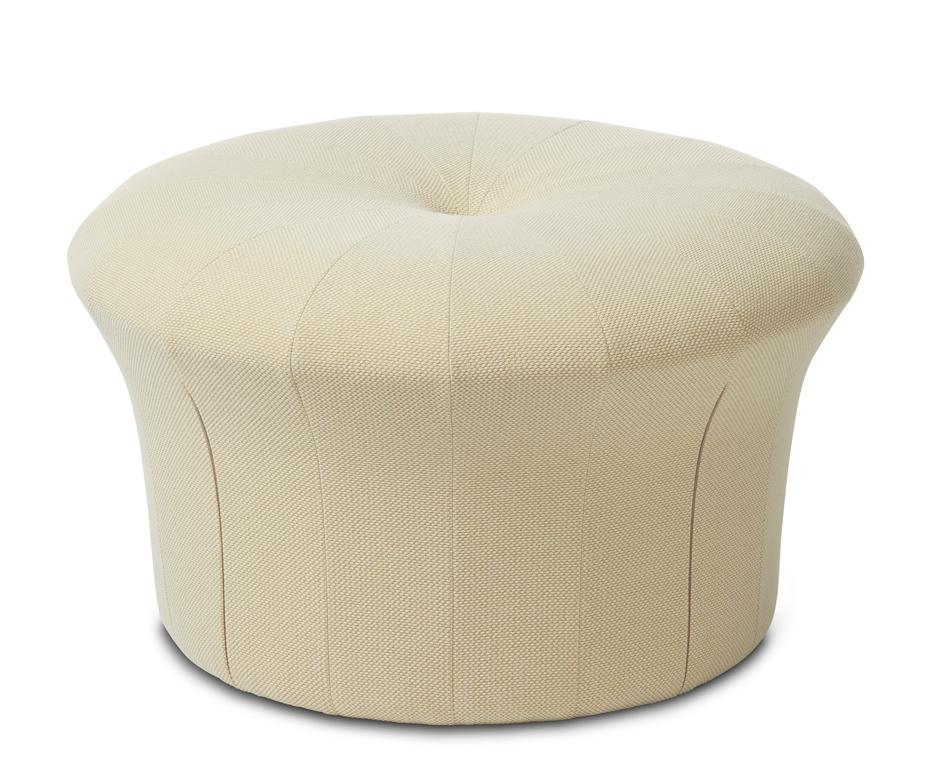 Grace Daffodil pouf by Warm Nordic
Dimensions: D77 x H 45 cm
Material: Textile upholstery, Foam, Wood.
Weight: 15.5 kg
Also available in different colours and finishes.

A luxurious pouffe in a sophisticated, inviting idiom, created by the