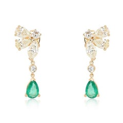 Grace Diamond 14K (or 18k upon request) Yellow Gold Drop Earrings