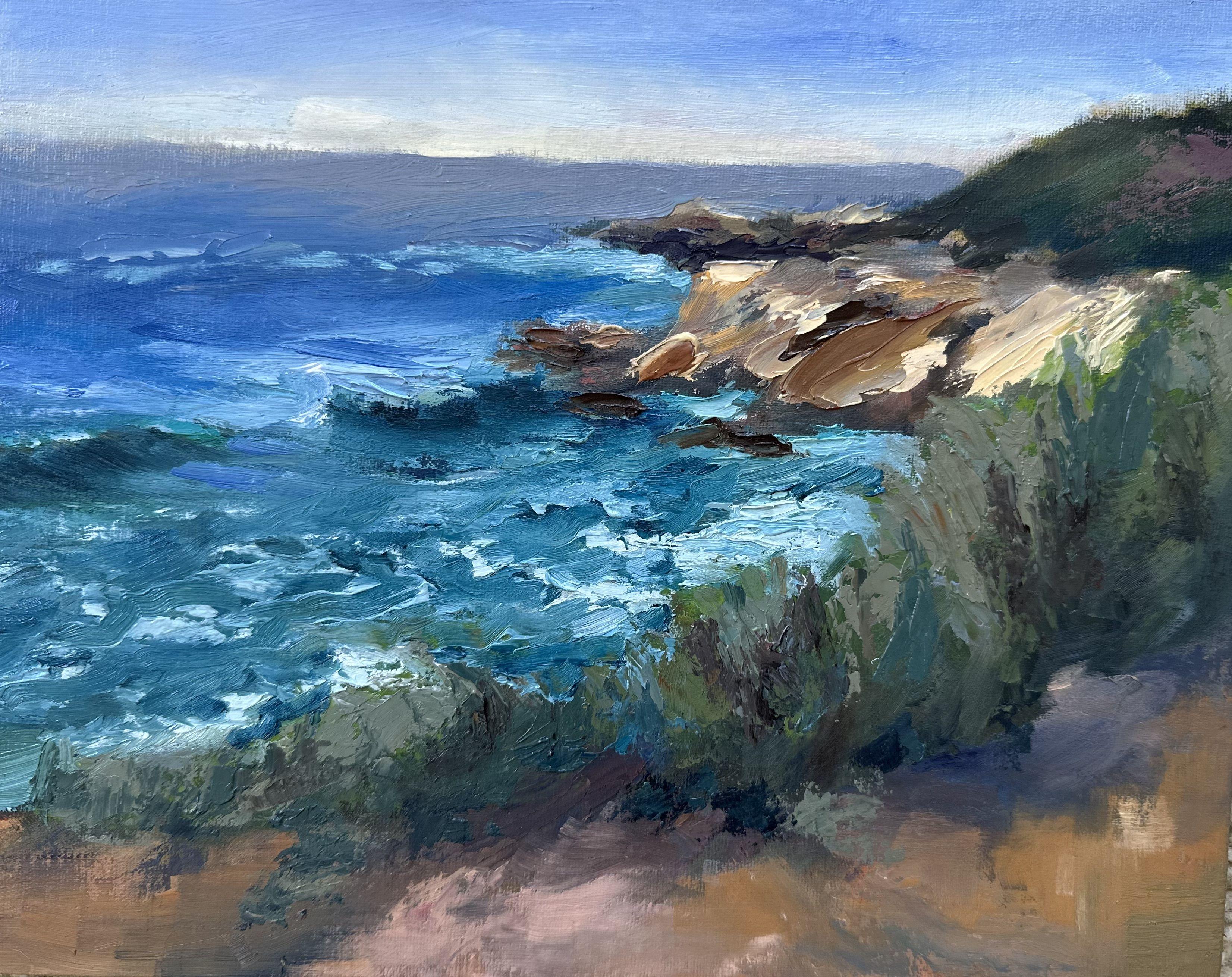 Vista da Crystal Cove, Pittura, Olio su tela - Painting di Grace Diehl