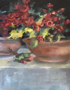 Courtyard Geraniums, Painting, Oil on Canvas