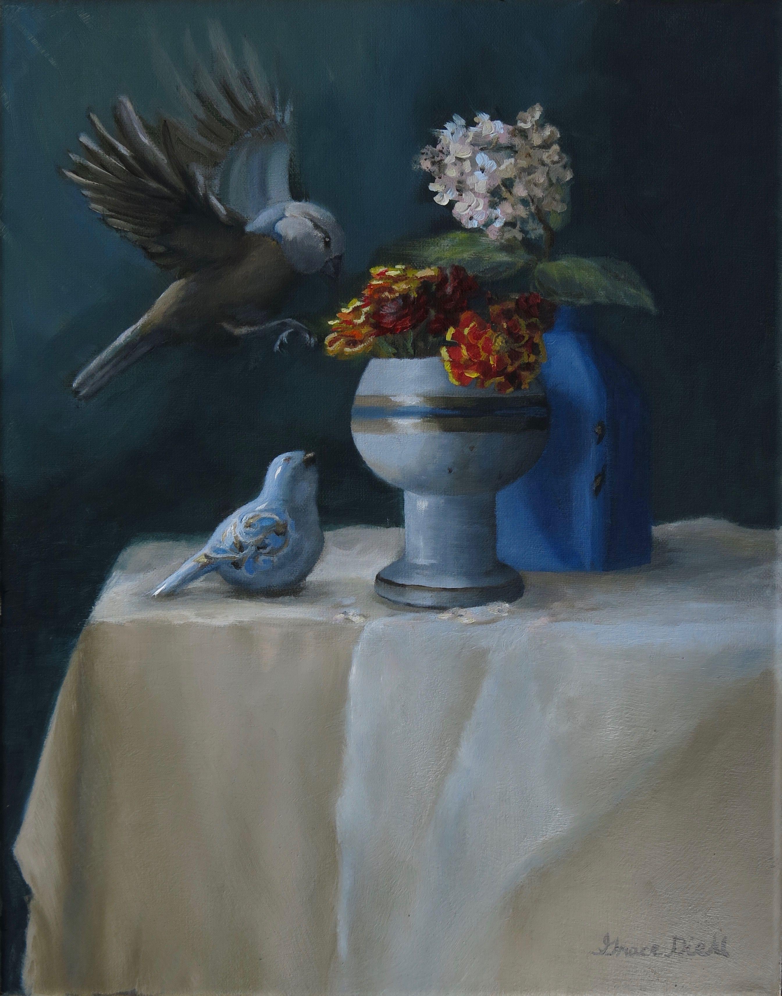 I sognatori non muoiono mai, Pittura, Olio su tela - Painting di Grace Diehl