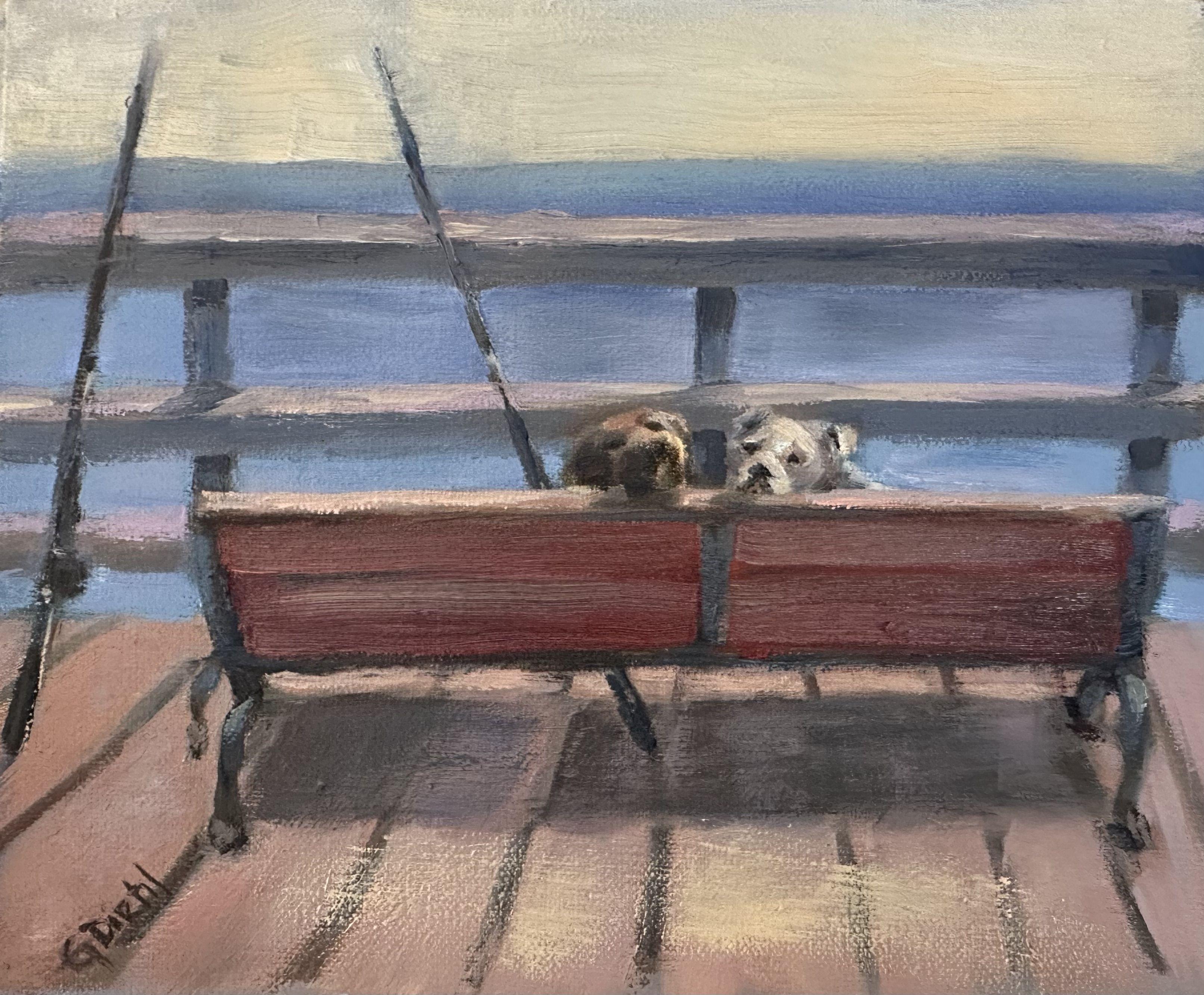 Pesca in libertà, Pittura, Olio su tela - Painting di Grace Diehl