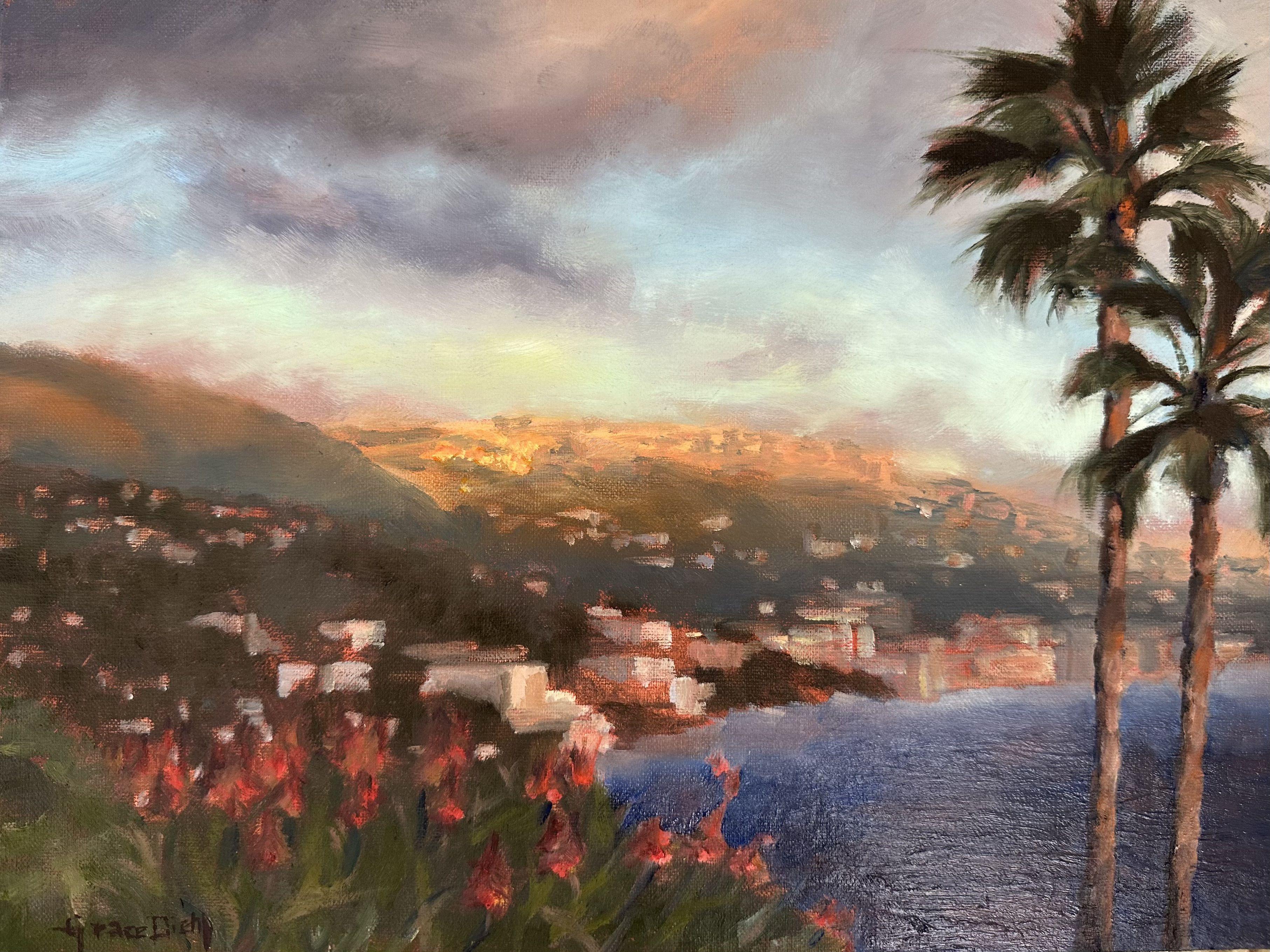 Laguna-Mondlicht funkelnd, Gemälde, Öl auf Leinwand – Painting von Grace Diehl