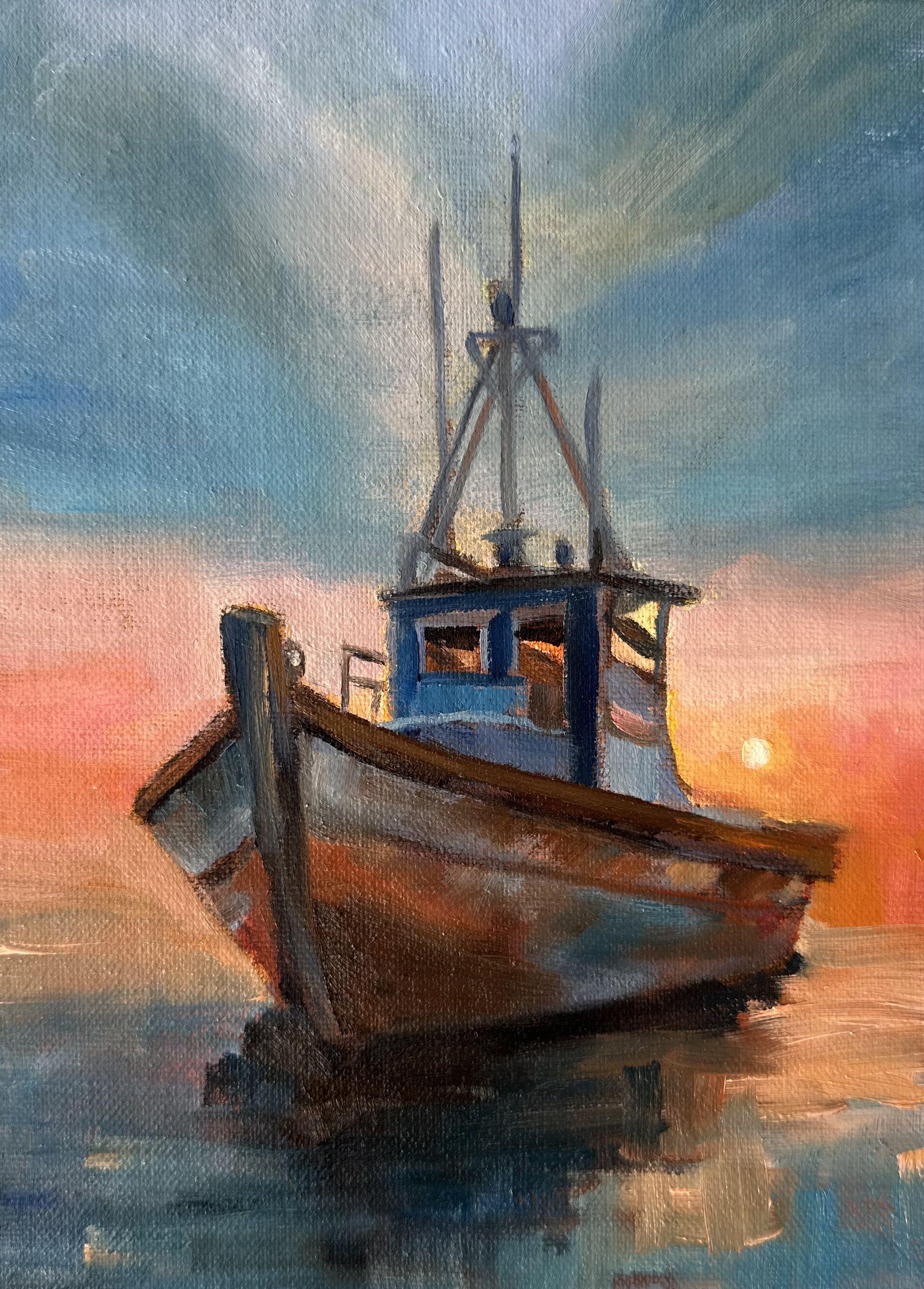 Mar adentro, Pintura, Óleo sobre lienzo - Painting de Grace Diehl