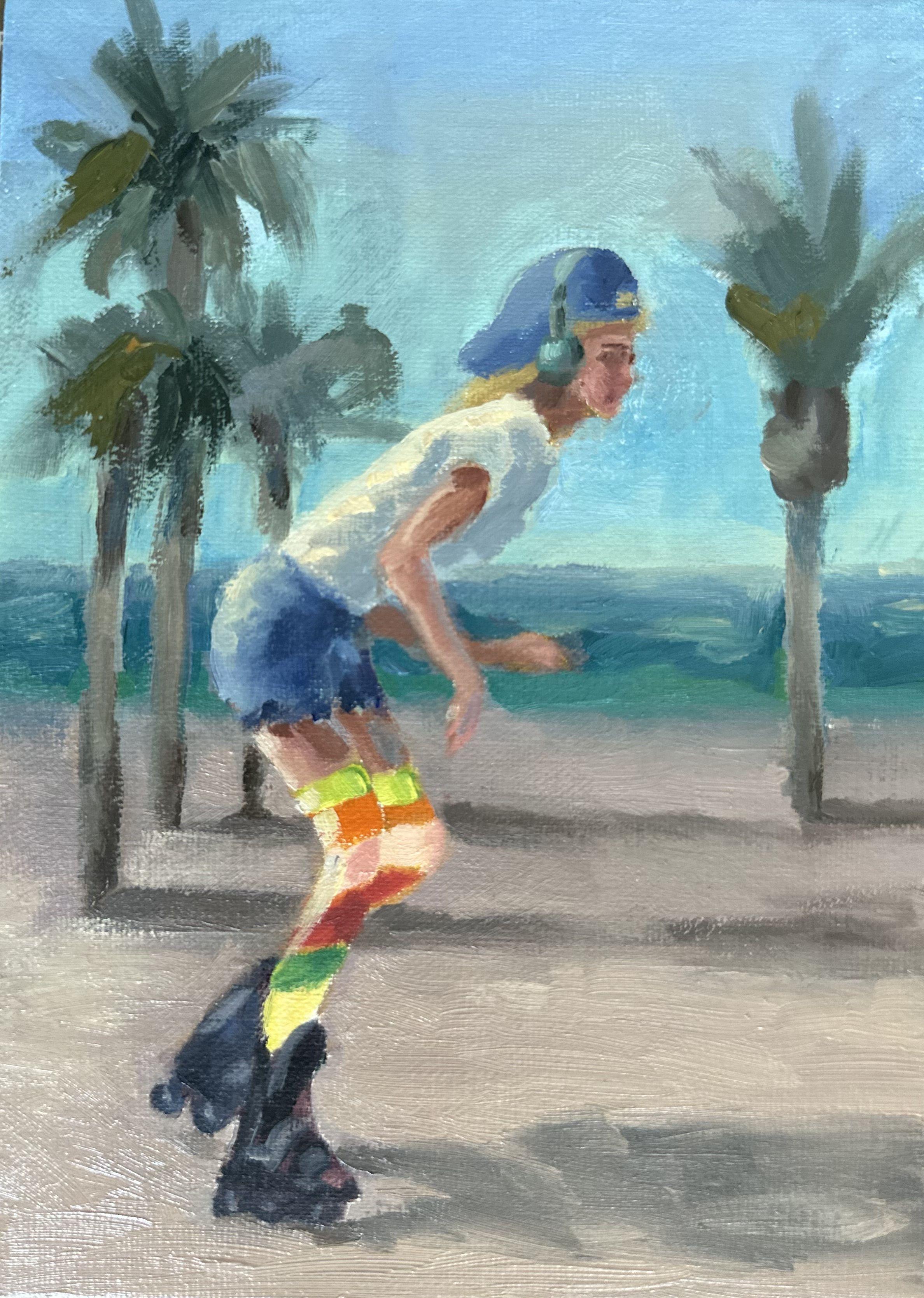 Rollerblade Girl, peinture, huile sur toile - Painting de Grace Diehl