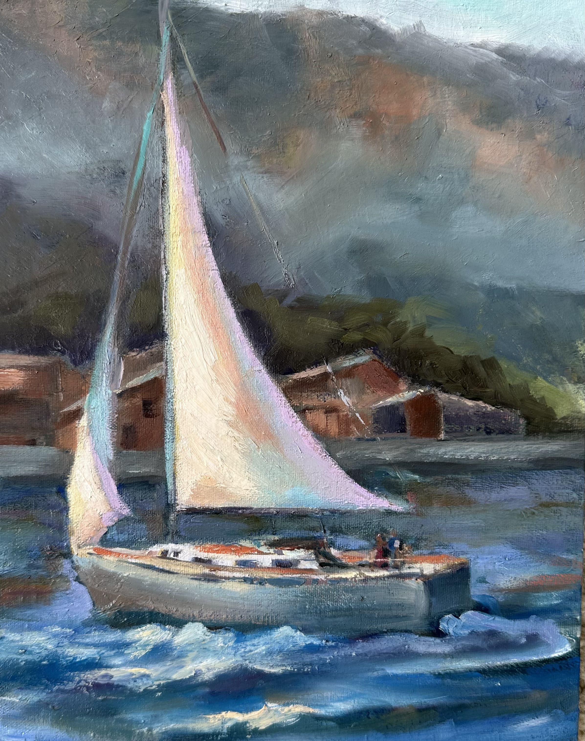 Vela, Pittura, Olio su tela - Painting di Grace Diehl