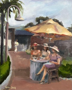 Sisterhood of Lunch: Laguna Cafe, Painting, Oil on Canvas