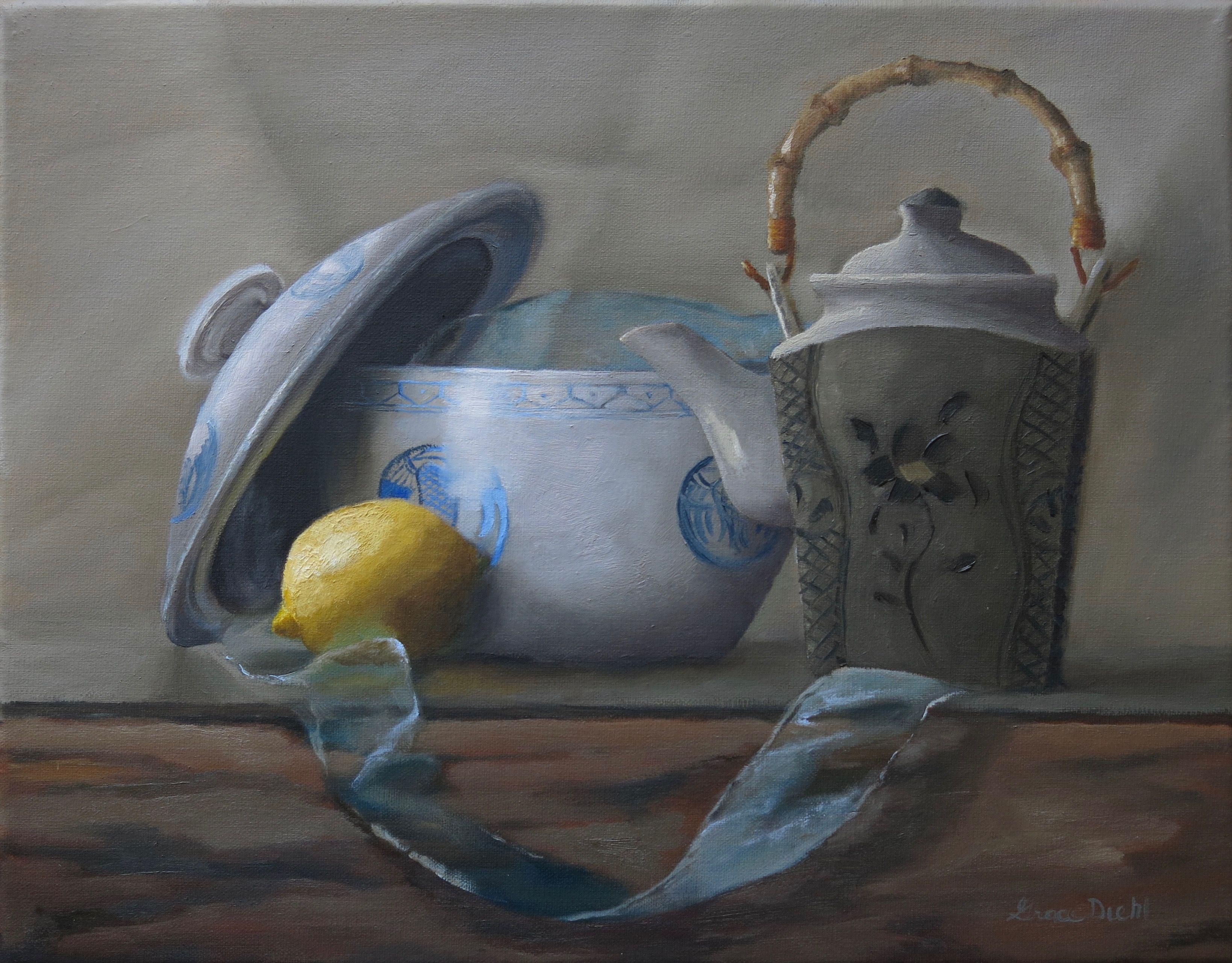 Tea with Lemon, Peinture, Huile sur Toile - Painting de Grace Diehl