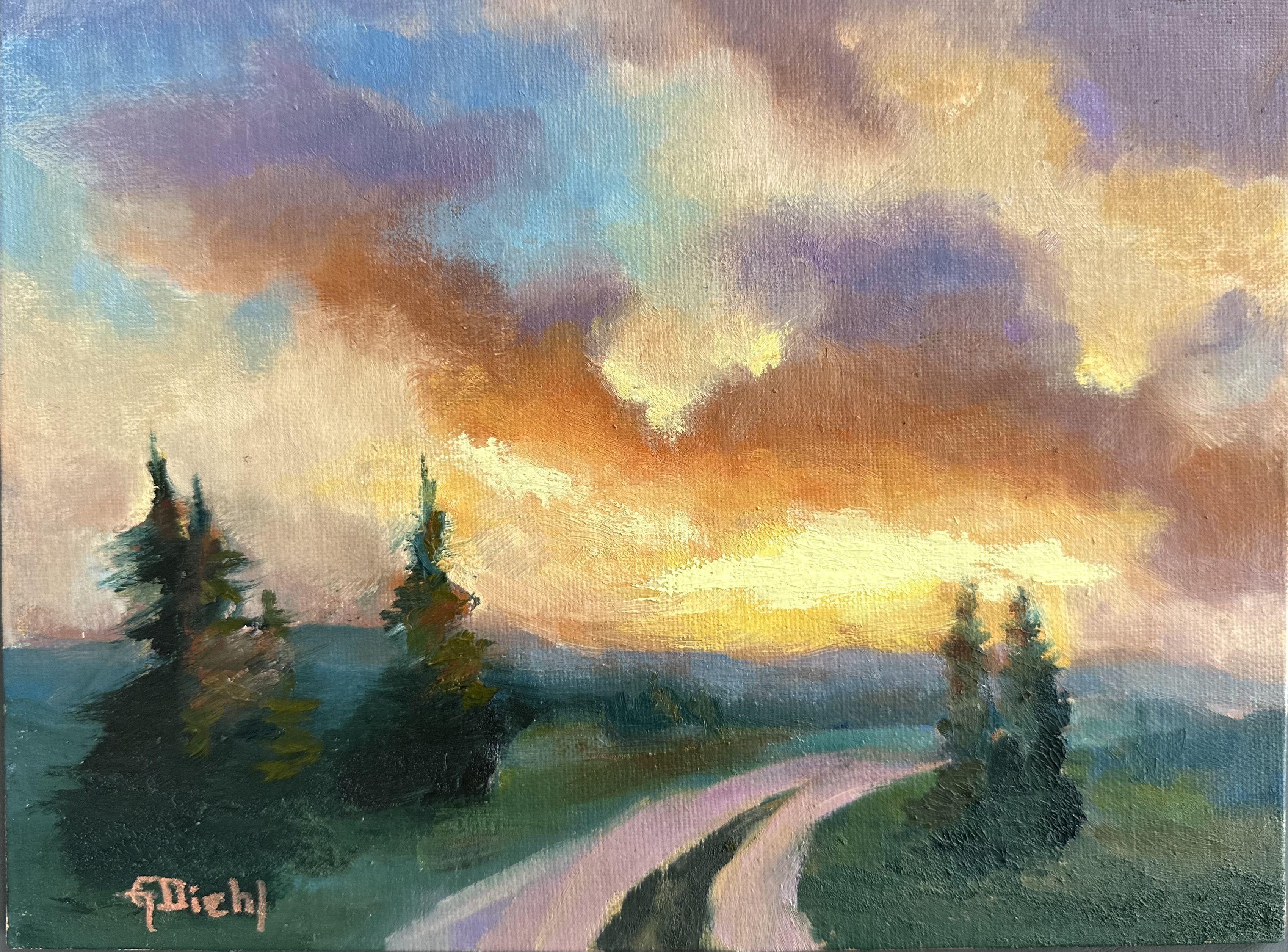 L'ultimo giorno, Pittura, Olio su tela - Painting di Grace Diehl