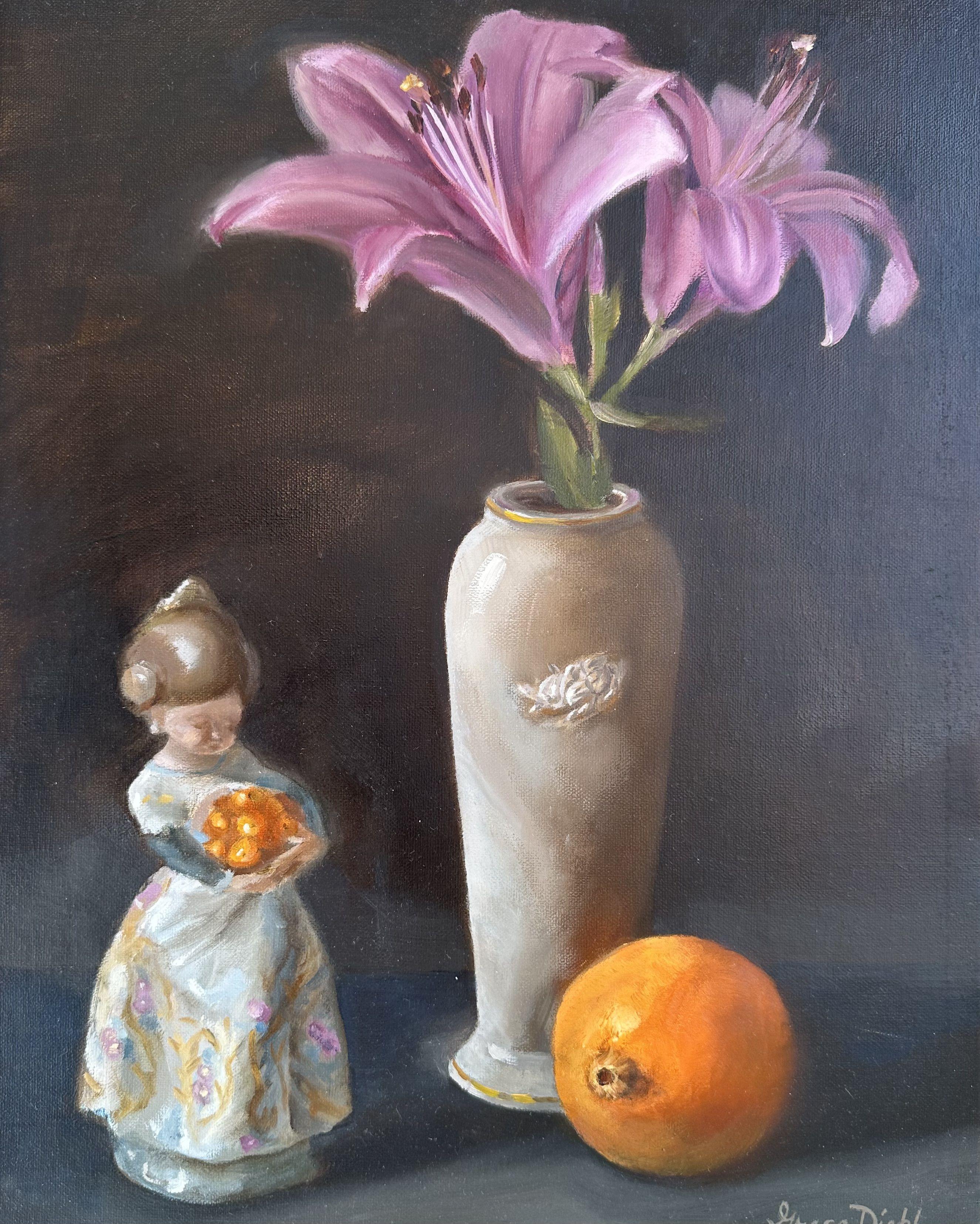 Grace Diehl Still-Life Painting – Valencia's Oranges in Bloom, Gemälde, Öl auf Leinwand