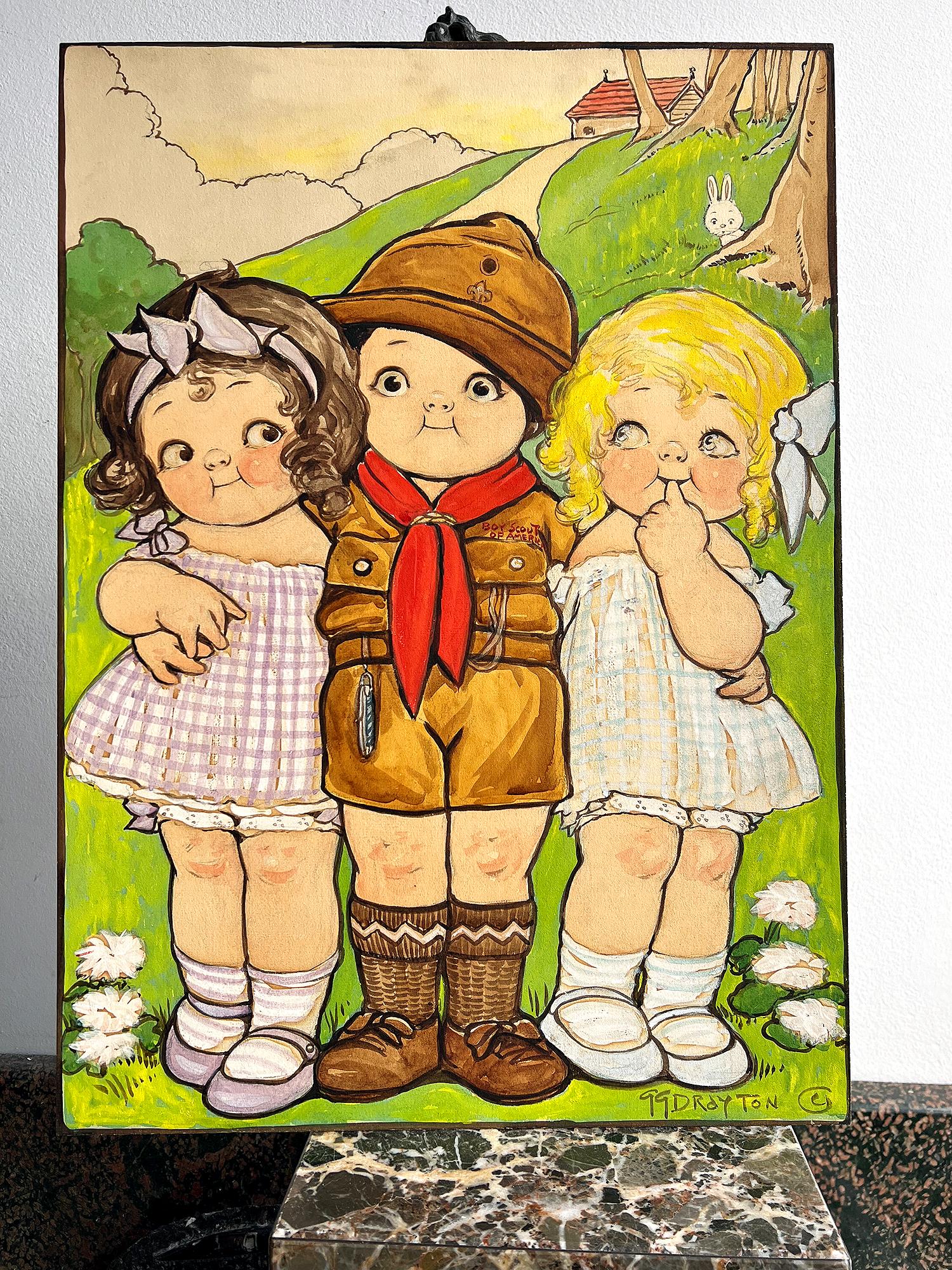 Three Rosy Cheek Children - Children Book Illustration.  Female Illustrator  For Sale 4