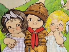 Three Rosy Cheek Children - Children Book Illustration.  Female Illustrator