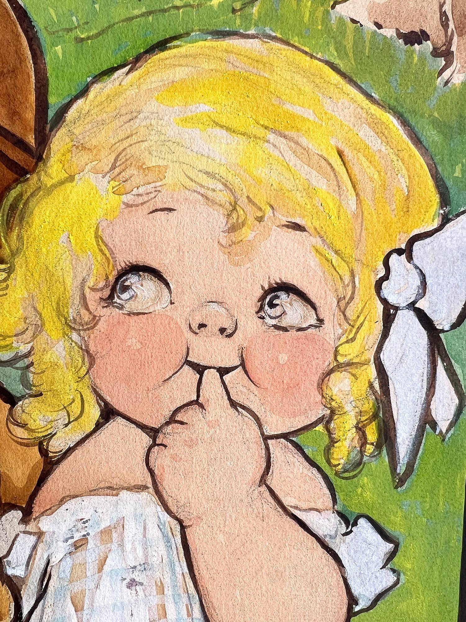 Drei Rosy Cheek-Kinder – Kinderbuchillustration.  Illustratorin  im Angebot 1