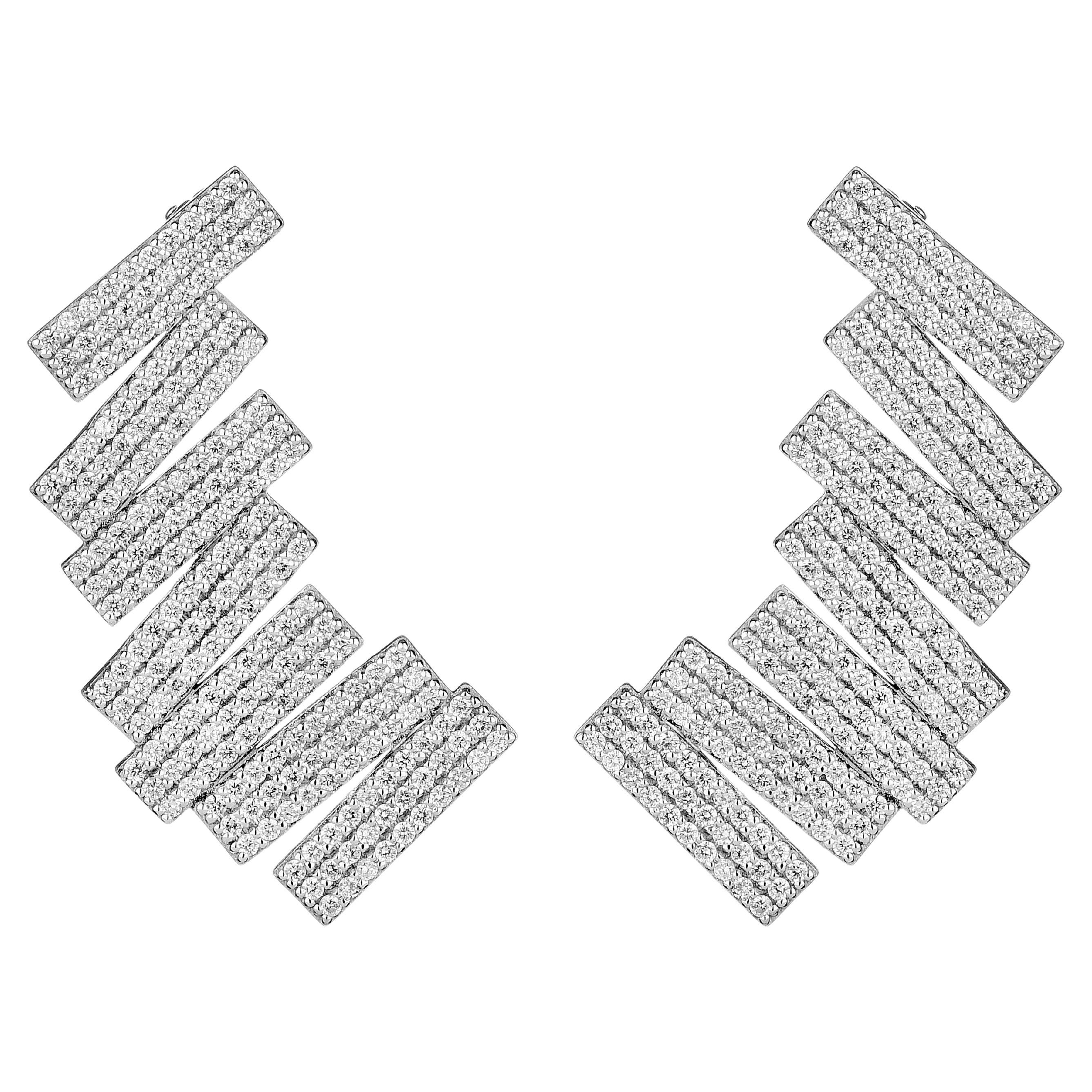 Orecchini Grace in oro bianco con pavé completo