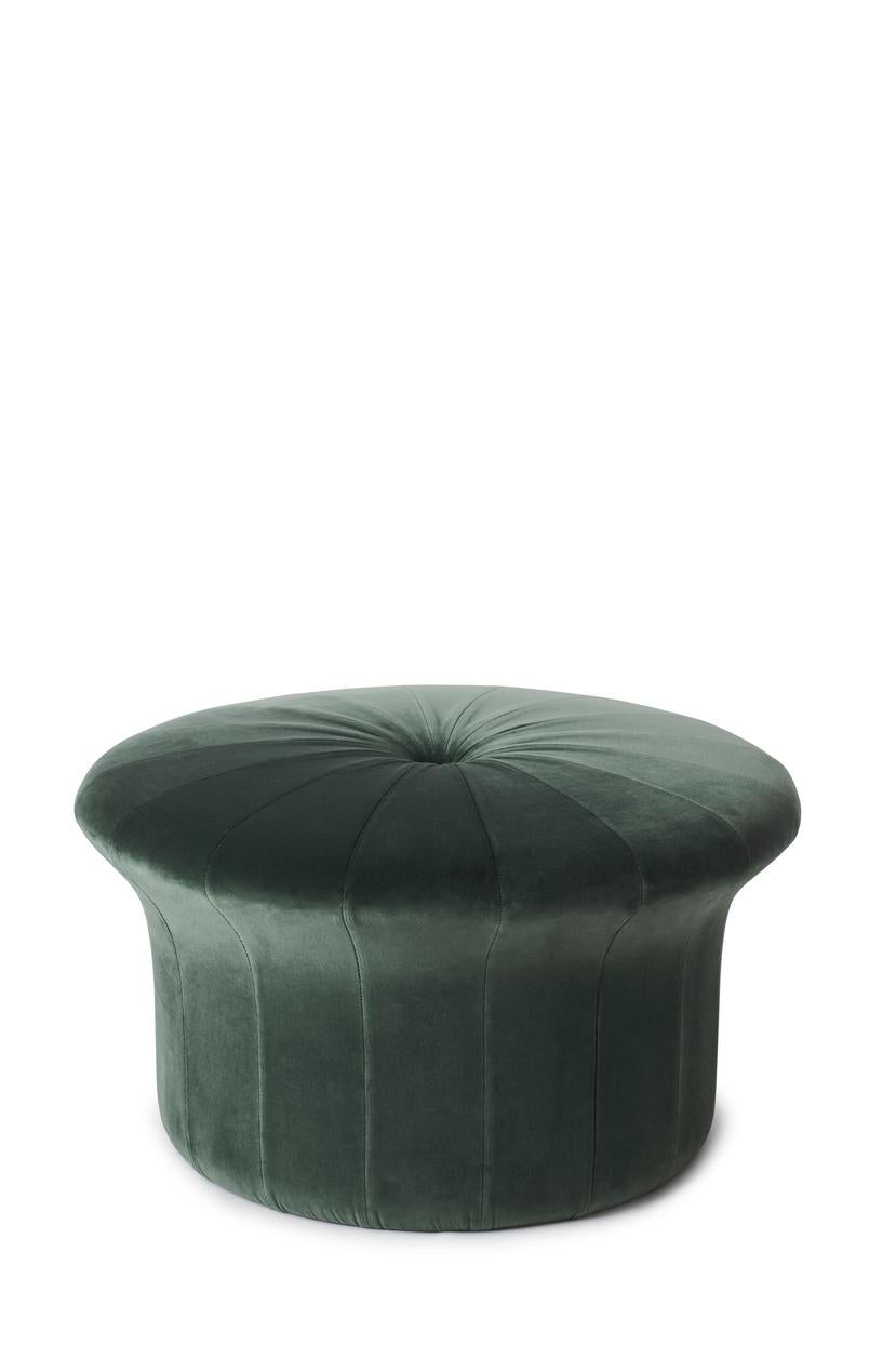 Grace forest green pouf by Warm Nordic
Dimensions: D 77 x H 45 cm
Material: Textile upholstery, Foam, Wood.
Weight: 15.5 kg
Also available in different colours and finishes.

A luxurious pouffe in a sophisticated, inviting idiom, created by