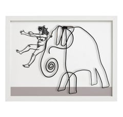 Grace Sliding Down The Nose of Calders Elephant, Limited Edition, Signed, Framed