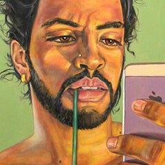 Dillon Portrait of the Artist as a Young Man, Oil Painting, Wood Panel, Signed