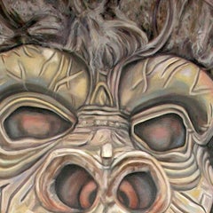 Guerrilla Girl Alice Neel, Oil Painting, Wood Panel, Portrait, Signed