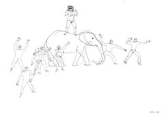 Strong Woman on Calder's Elephant, Limited Edition, Figurative, Signed, Framed