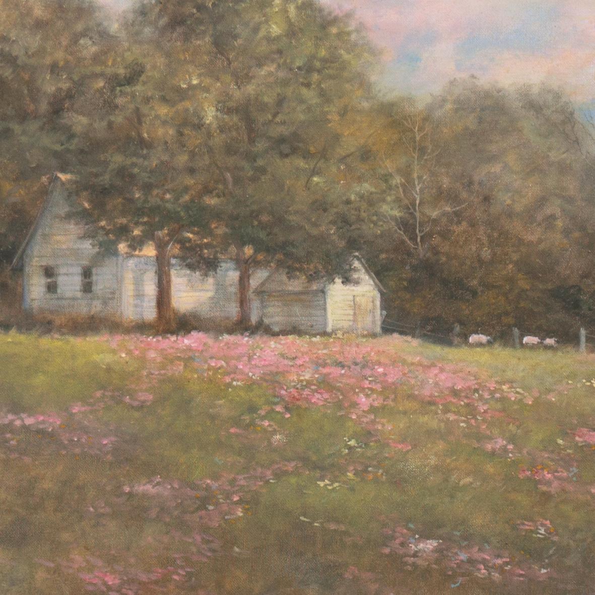 „Springtime in the Country“, Öl-Landschaft, New York, Cortland Art Association (Realismus), Painting, von Grace Hedlund