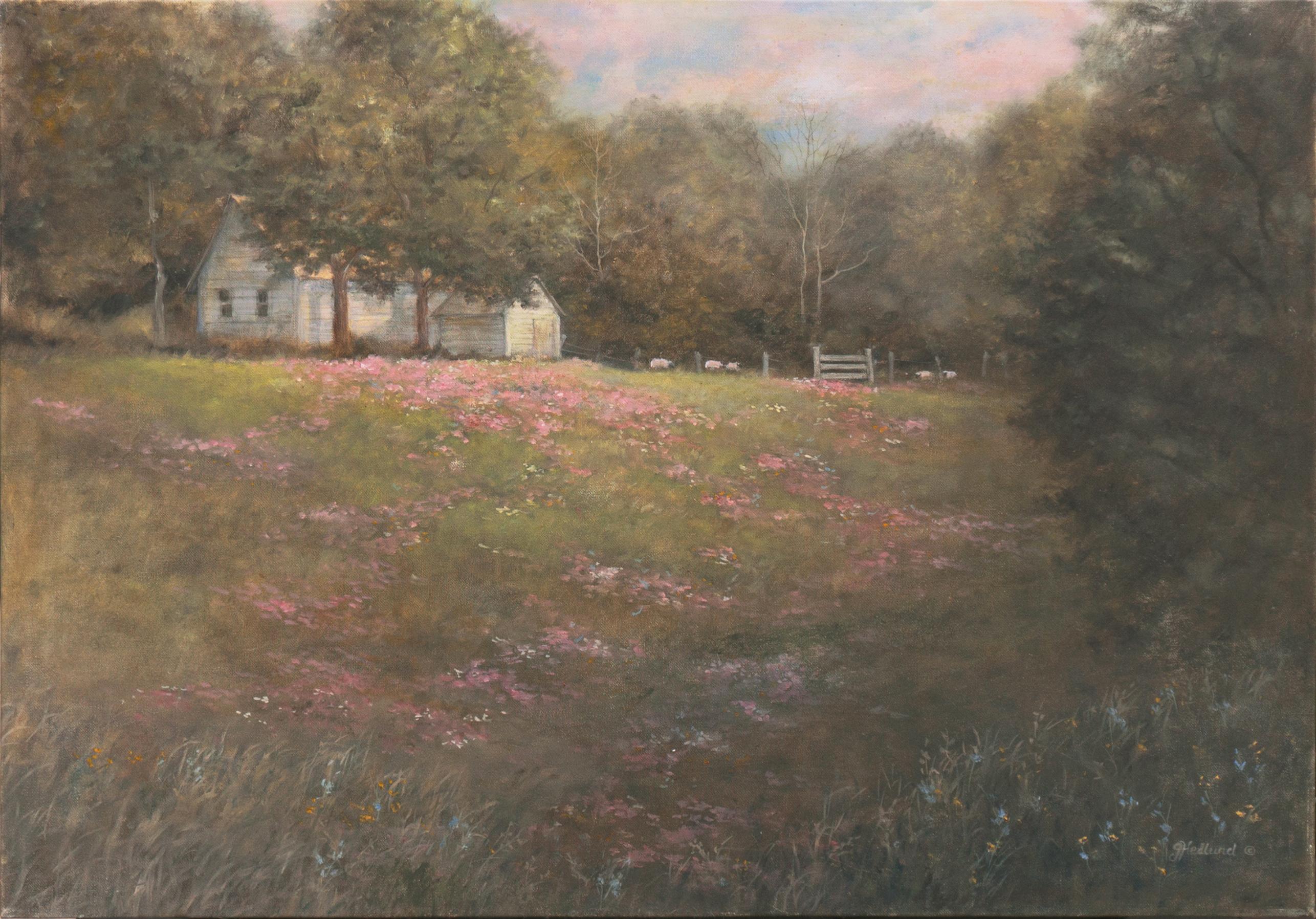 Grace Hedlund Landscape Painting - 'Springtime in the Country', Oil Landscape, New York, Cortland Art Association