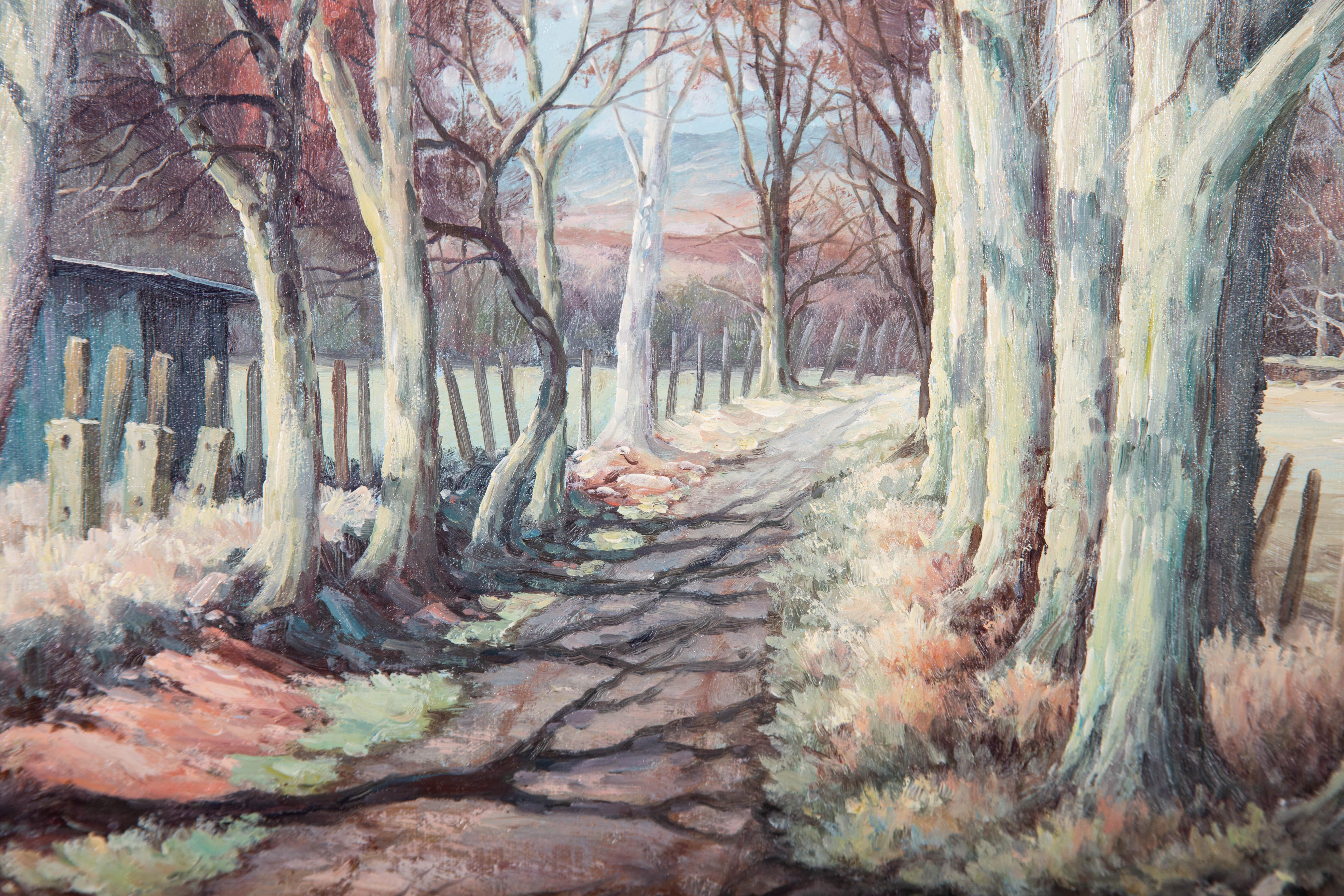 Grace Hill Turnbull (1880-1976) - Óleo del siglo XX, Carril iluminado por el sol en venta 3