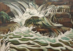"Laughing Waters" Grace Hill Turnbull, Modernist, Flowing, Dynamic Waterfall