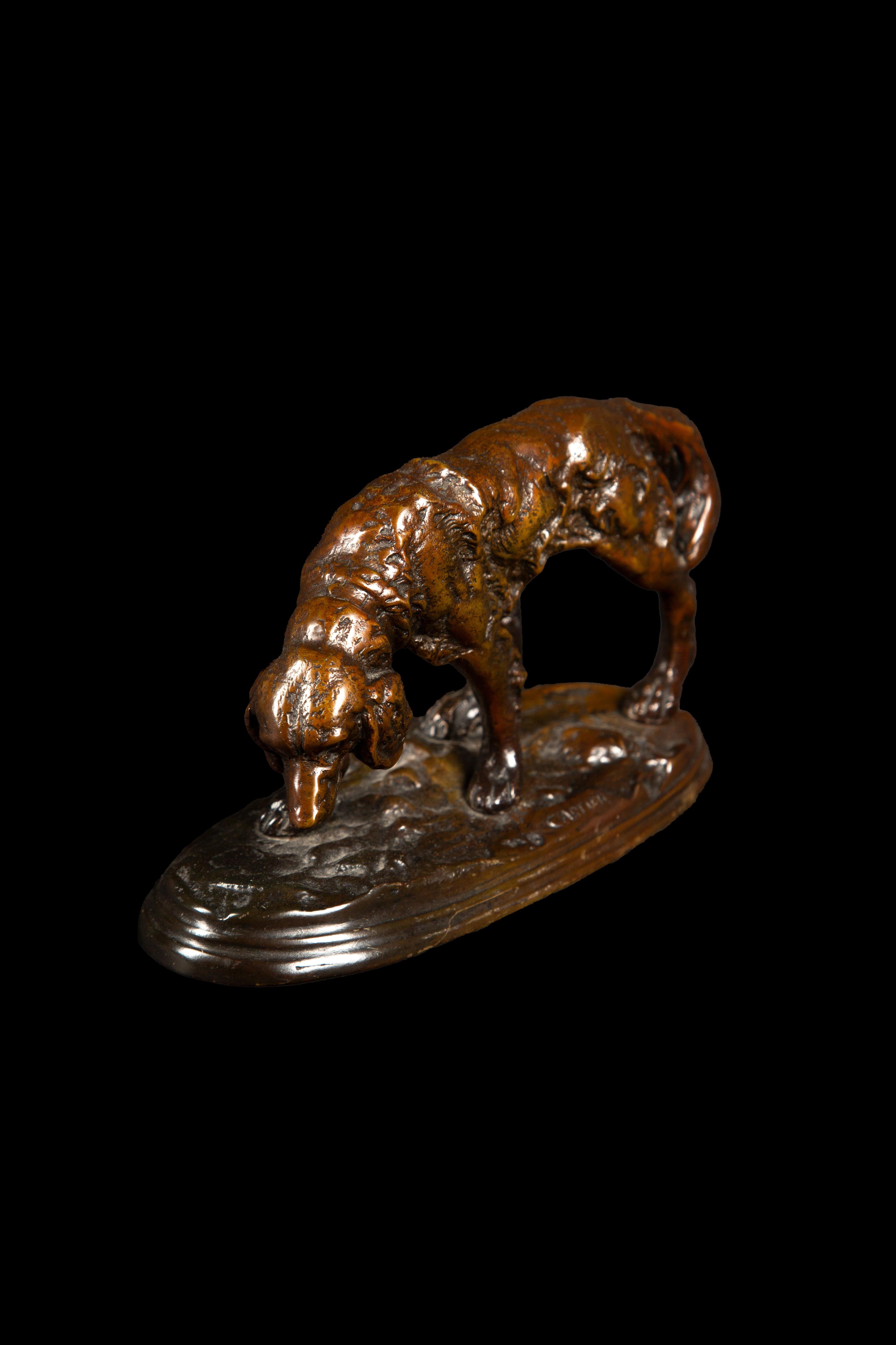 Anmut in Bronze: The Hunting Setter Skulptur von Thomas François Cartier (Französisch) im Angebot