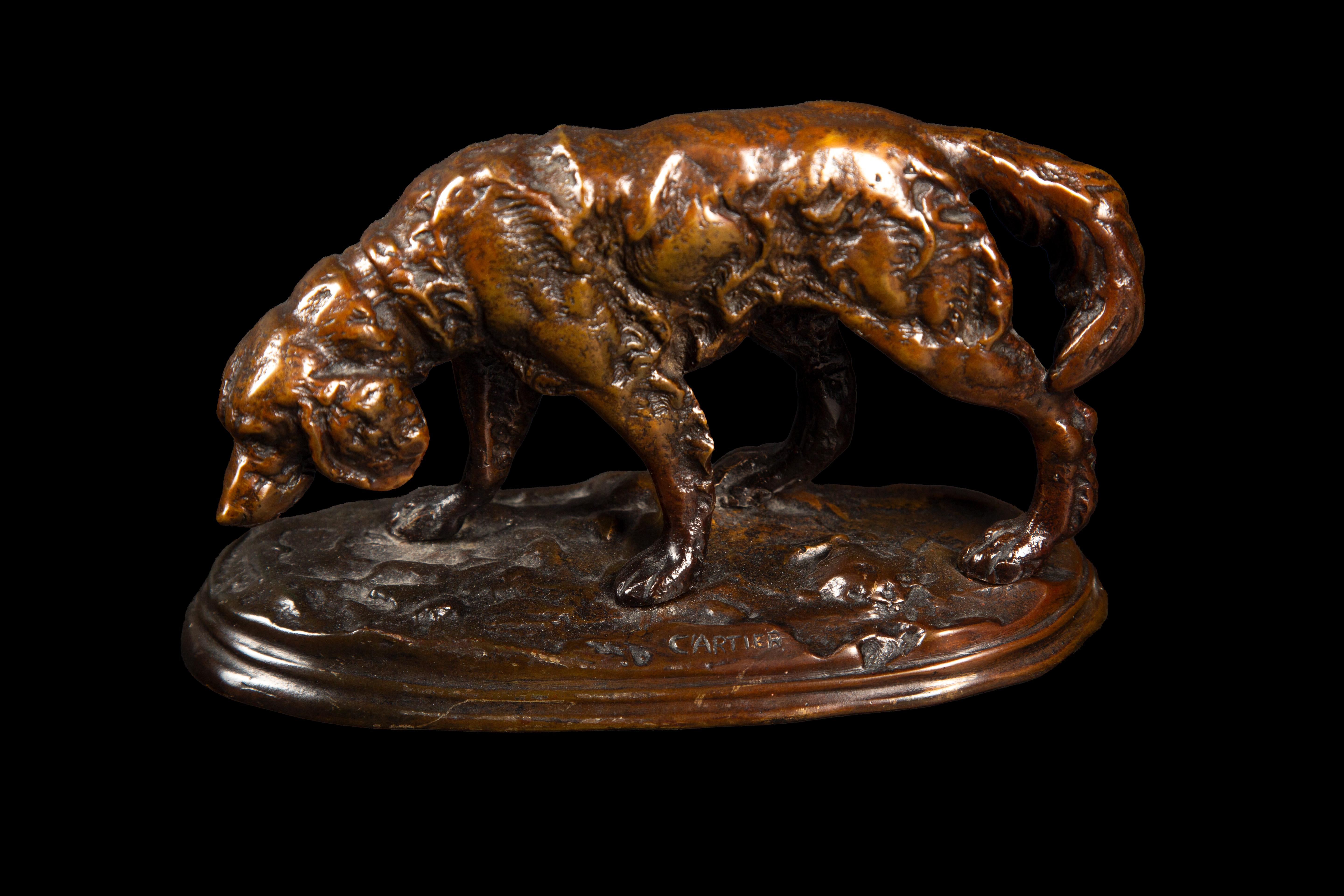 French Grace in Bronze: The Hunting Setter Sculpture by Thomas François Cartier For Sale