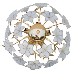 Grace Kelly, magnifique lustre de Murano aux fleurs blanches, 1980